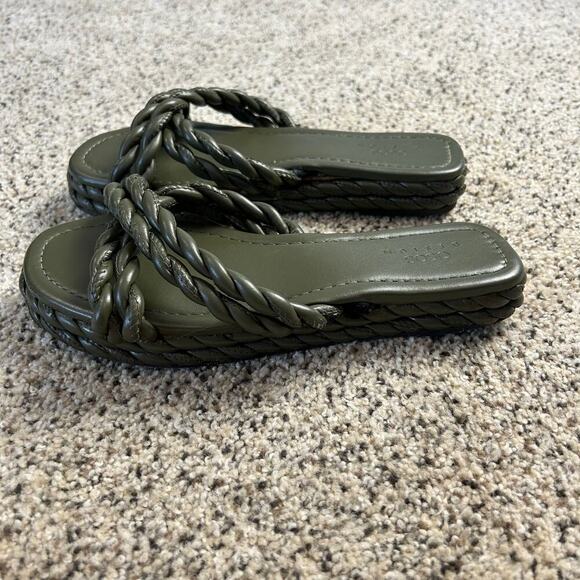 ASOS Braided Platform Slide Slip On Sandals Dark Green Size 9.5 - Picture 1 of 6